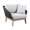 Armen Living Athos Indoor Outdoor Club Chair in Light Eucalyptus Wood with Charcoal Rope and Gray Cushions LCATCHWDLT - alternate 1